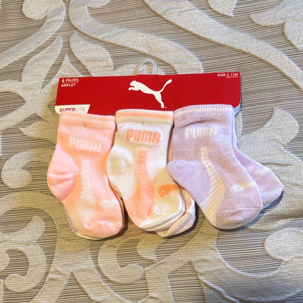 Puma Kids Socks - Pink, Purple, and White